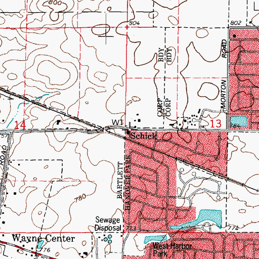Topographic Map of Schick, IL