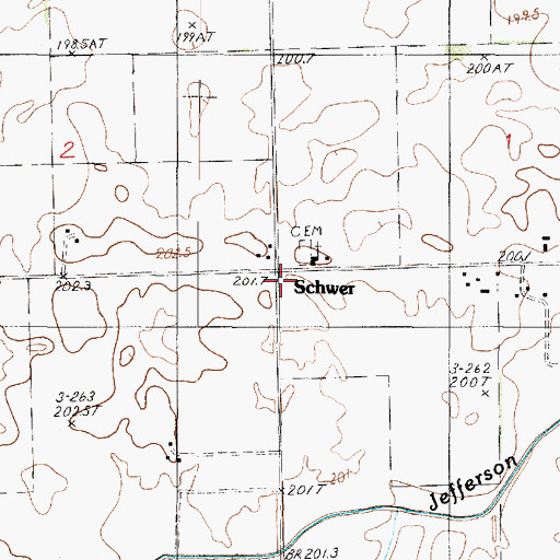 Topographic Map of Schwer, IL