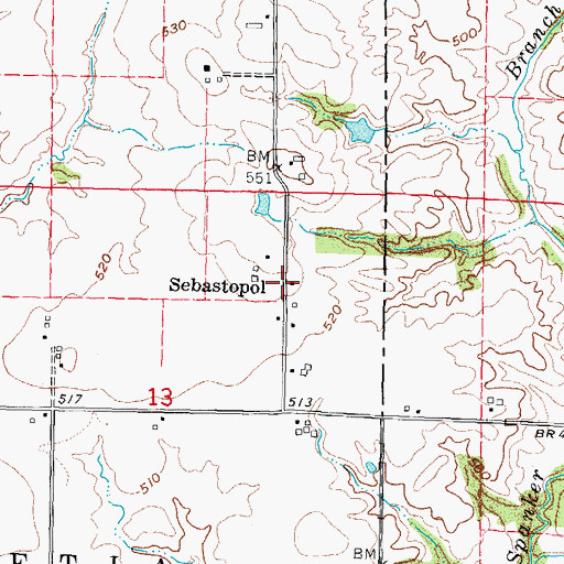 Topographic Map of Sebastopol, IL