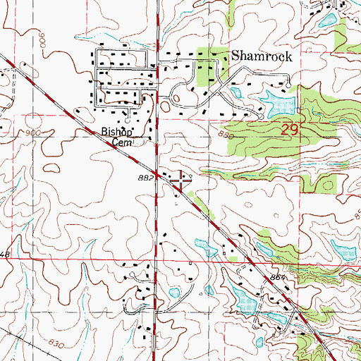 Topographic Map of Shamrock, IL