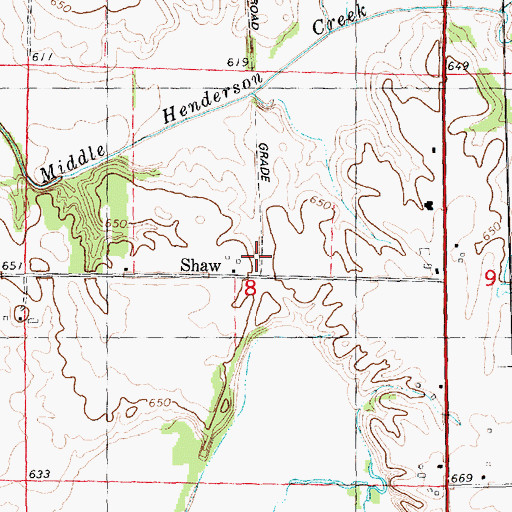 Topographic Map of Shaw, IL