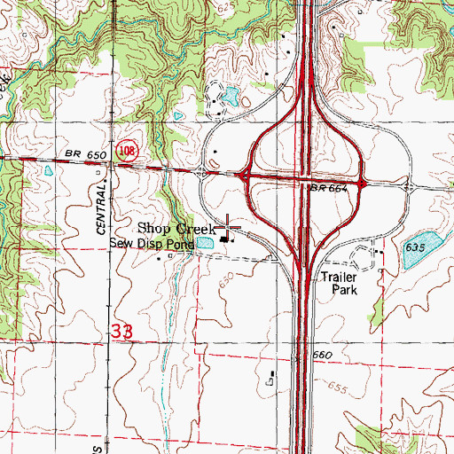 Topographic Map of Shop Creek, IL