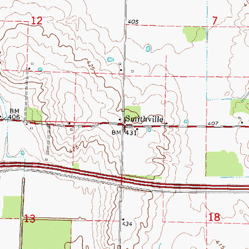 Topographic Map of Smithville, IL