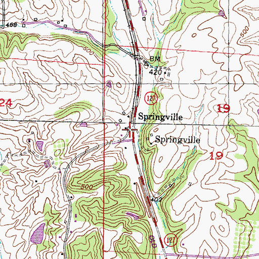 Topographic Map of Springville, IL