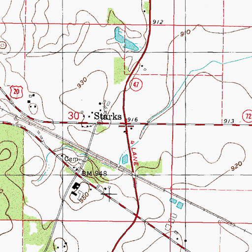 Topographic Map of Starks, IL