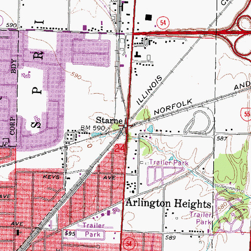 Topographic Map of Starne, IL