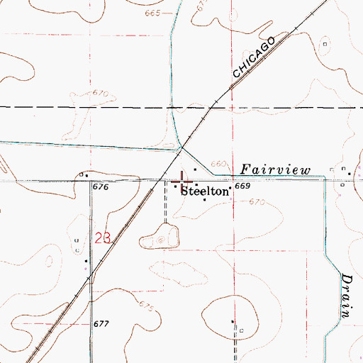 Topographic Map of Steelton, IL