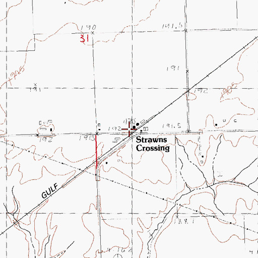 Topographic Map of Strawns Crossing, IL