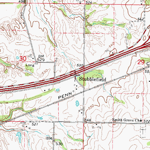 Topographic Map of Stubblefield, IL