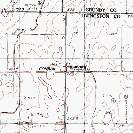 Topographic Map of Sunbury, IL