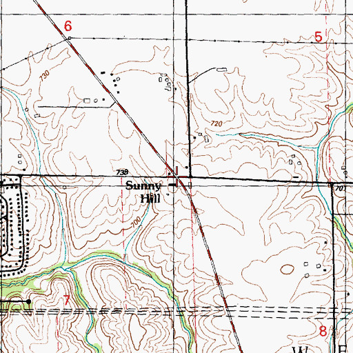 Topographic Map of Sunny Hill, IL