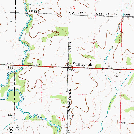 Topographic Map of Sunnyside, IL