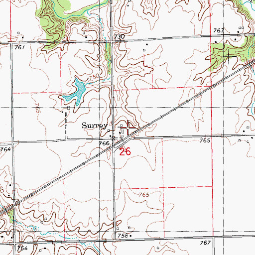 Topographic Map of Surrey, IL