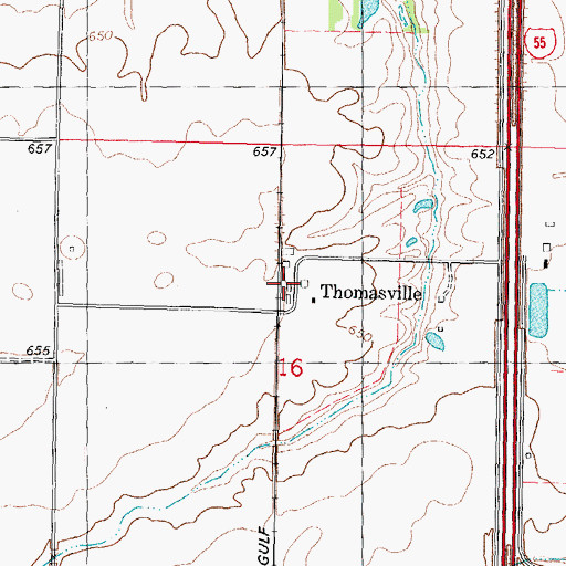 Topographic Map of Thomasville, IL