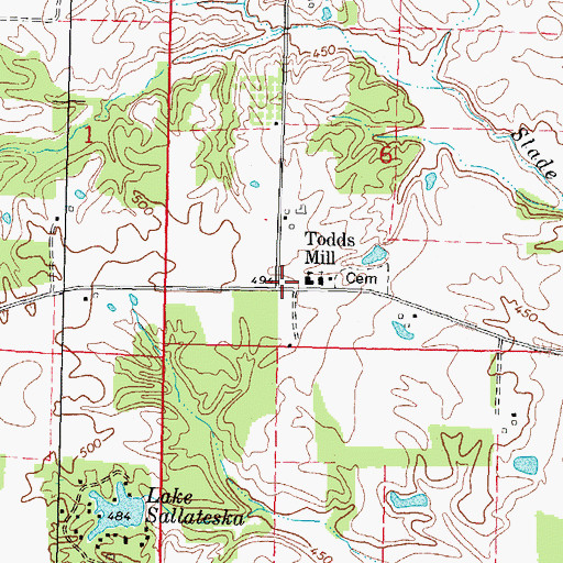 Topographic Map of Todds Mill, IL