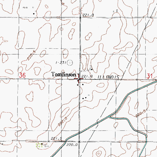 Topographic Map of Tomlinson, IL