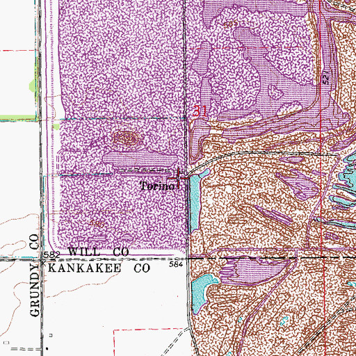 Topographic Map of Torino (historical), IL