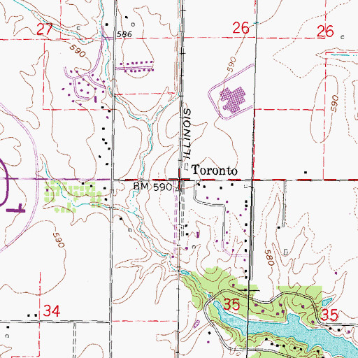 Topographic Map of Toronto, IL