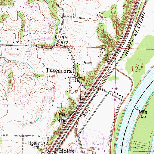 Topographic Map of Tuscarora, IL