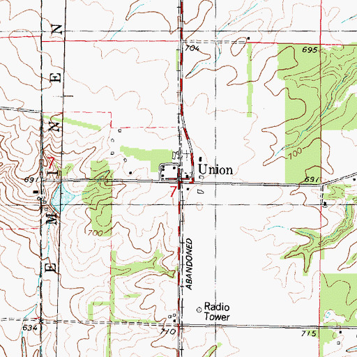 Topographic Map of Union, IL