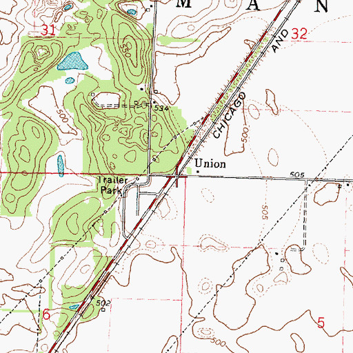 Topographic Map of Union, IL