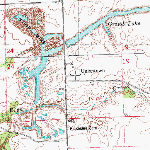 Topographic Map of Uniontown, IL