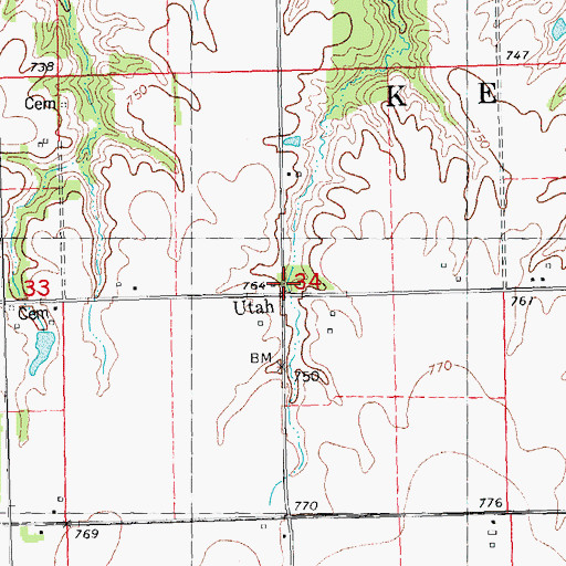 Topographic Map of Utah, IL