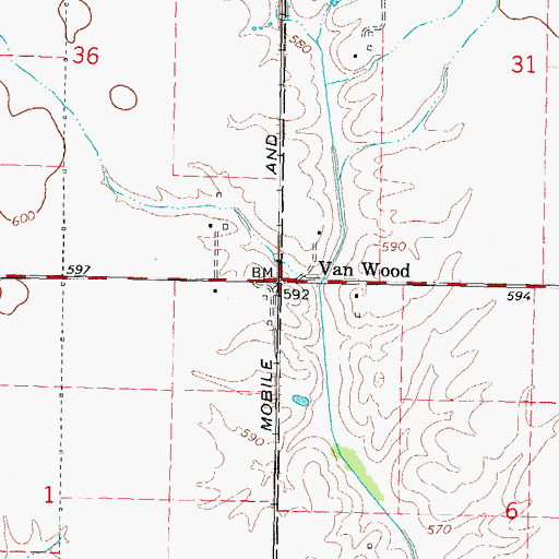 Topographic Map of Van Wood, IL