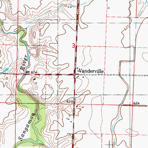 Topographic Map of Vanderville, IL