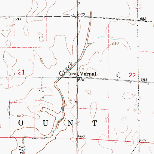 Topographic Map of Vernal, IL