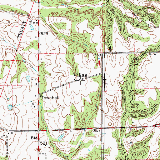 Topographic Map of Villas, IL