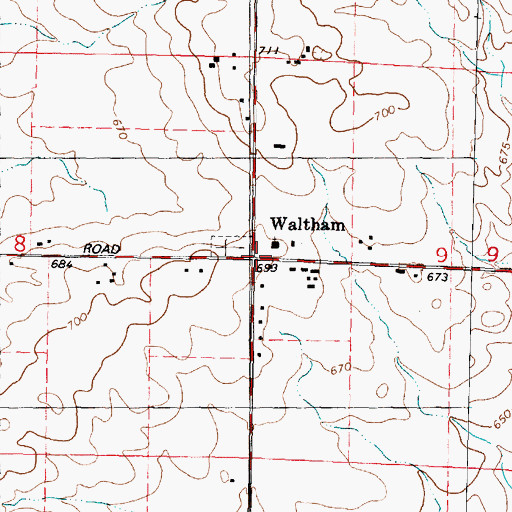 Topographic Map of Waltham, IL