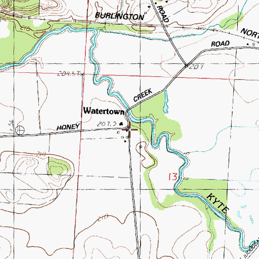 Topographic Map of Watertown, IL