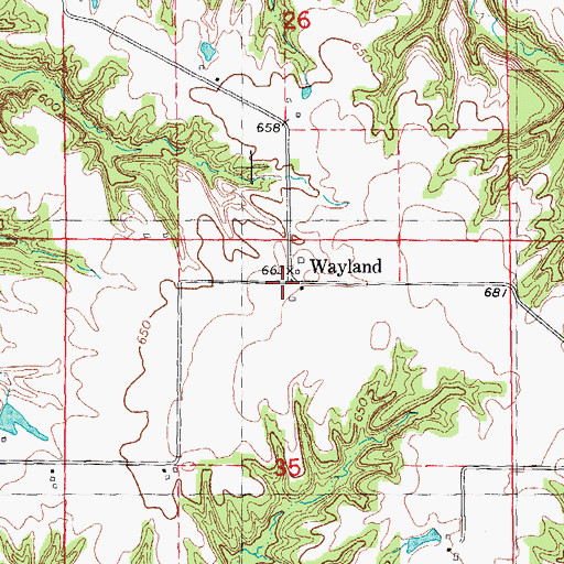 Topographic Map of Wayland, IL