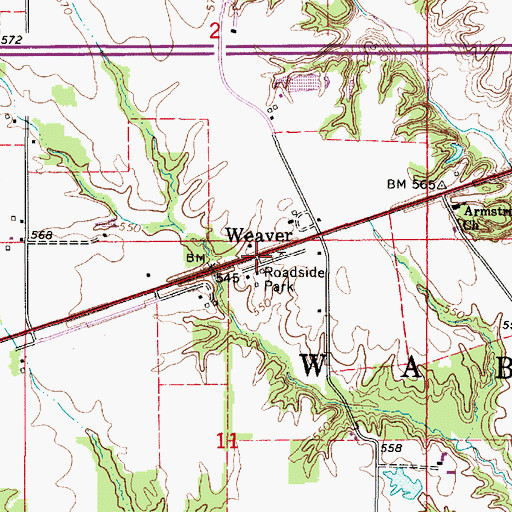 Topographic Map of Weaver, IL