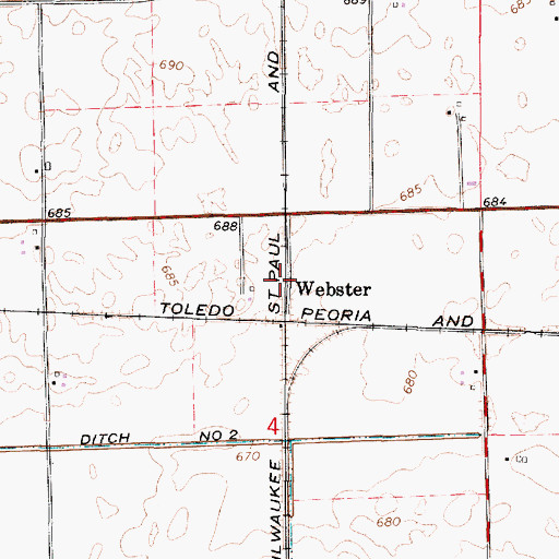 Topographic Map of Webster, IL
