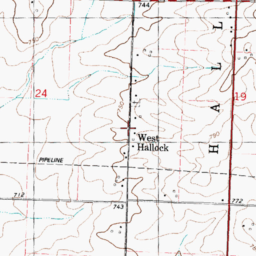 Topographic Map of West Hallock, IL