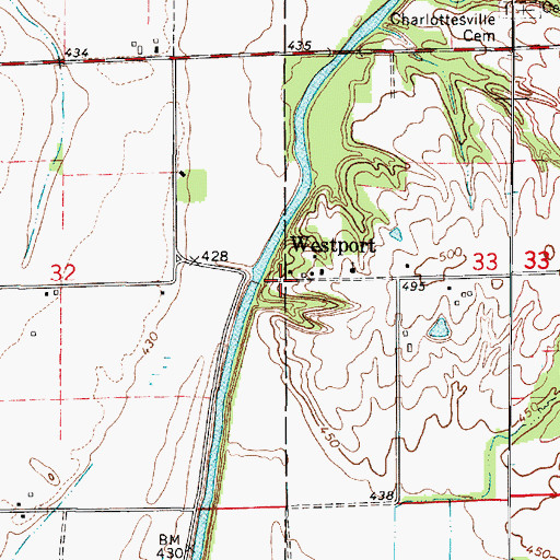 Topographic Map of Westport, IL