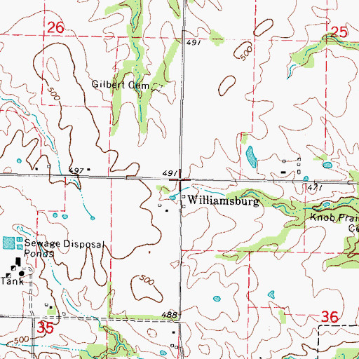 Topographic Map of Williamsburg, IL