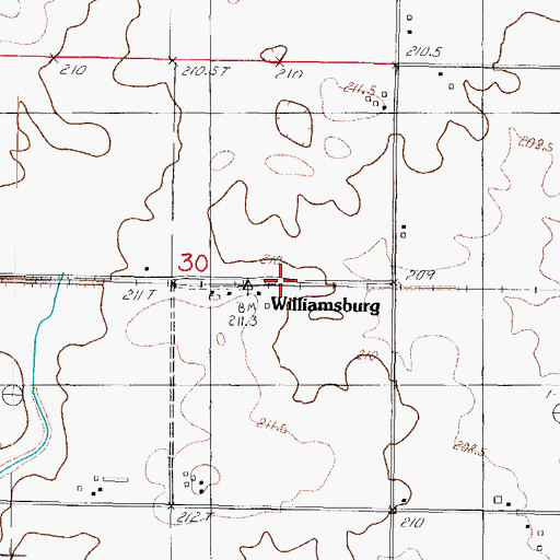 Topographic Map of Williamsburg, IL