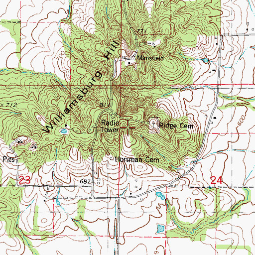 Topographic Map of Williamsburg Hill, IL