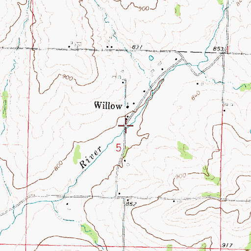 Topographic Map of Willow, IL