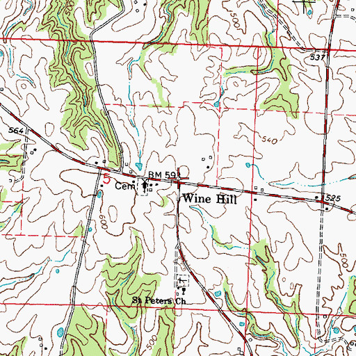 Topographic Map of Wine Hill, IL