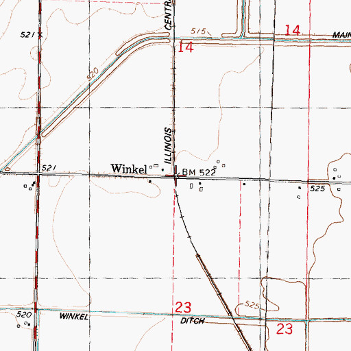 Topographic Map of Winkel, IL