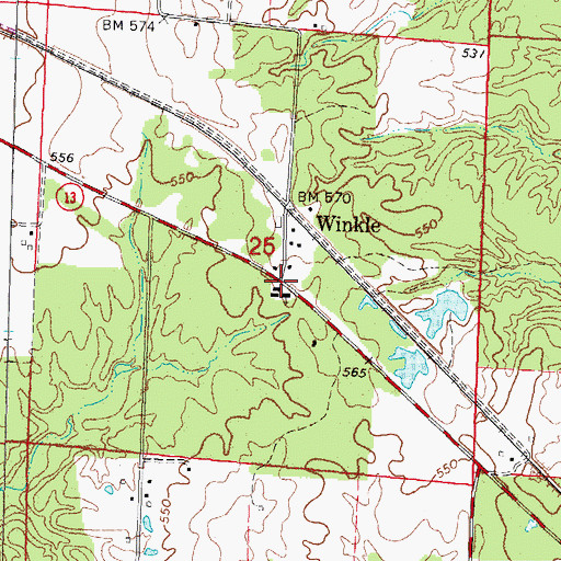 Topographic Map of Winkle, IL