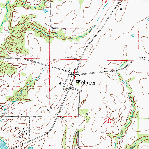 Topographic Map of Woburn, IL