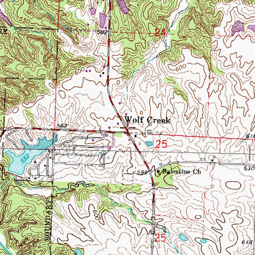 Topographic Map of Wolf Creek, IL