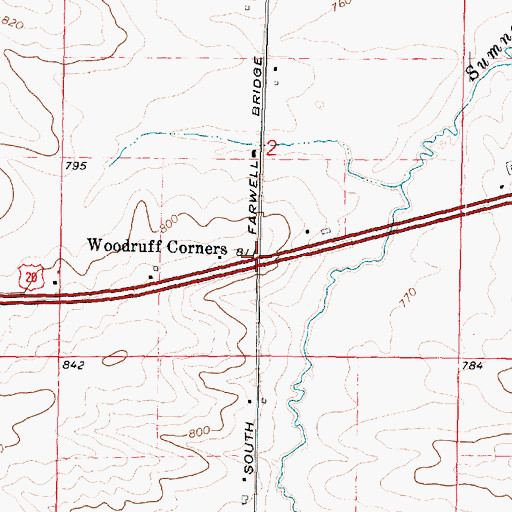 Topographic Map of Woodruff Corners, IL