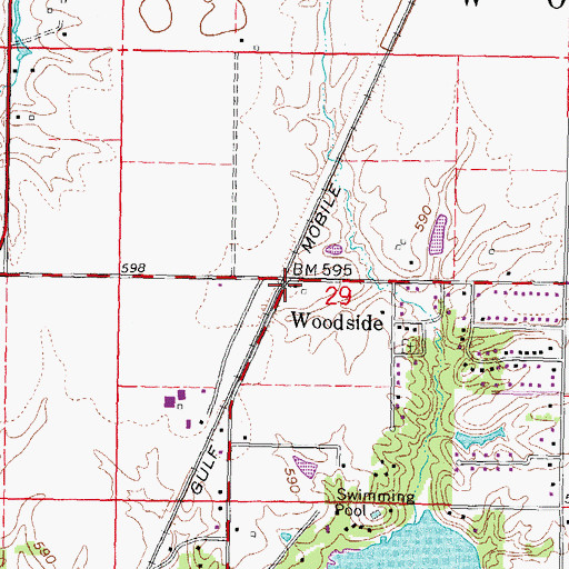 Topographic Map of Woodside, IL