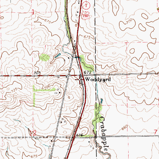 Topographic Map of Woodyard, IL